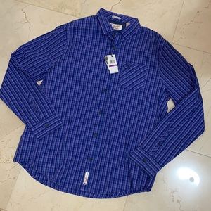 ORIGINAL PENGUIN Purple Plaid Stripe Long Sleeve Button Down